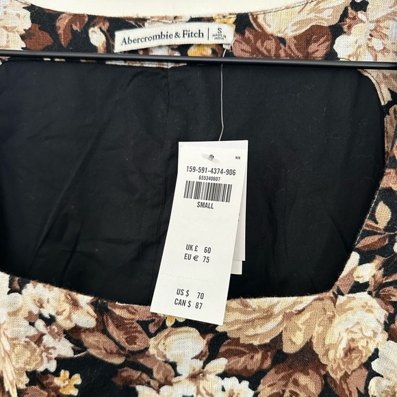 ABERCROMBIE & FITCH Brown and Cream Floral Mini Dress - Picture 4 of 9